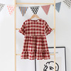 goods in stock KACADY Autumn Europe and America Children Girls lattice Countryside Short sleeved Dress children