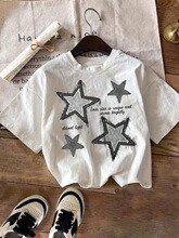 P 55050 Star Print Round Neck T-Shirt ����ӡ������