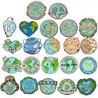Экологичные эмалевые булавки-подвески, медали Earth-Love, зелёные экологические значки круглые, assorted designs