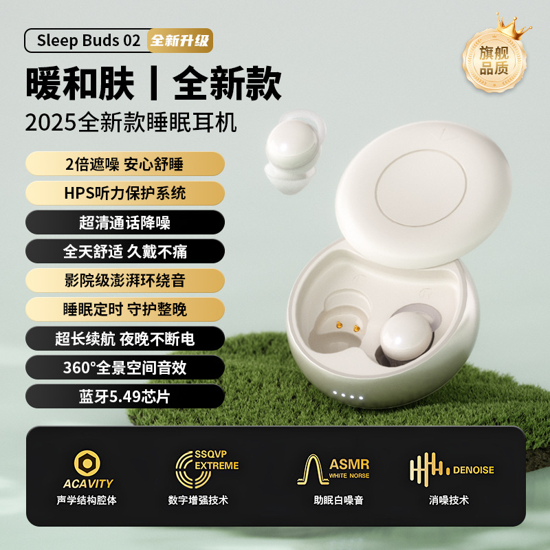 2025 外国貿易新ホットスタイルスリーピングヘッドフォンワイヤレス Bluetooth スマートノイズリダクション非圧迫耳ランニング横向き寝ユニバーサル|undefined