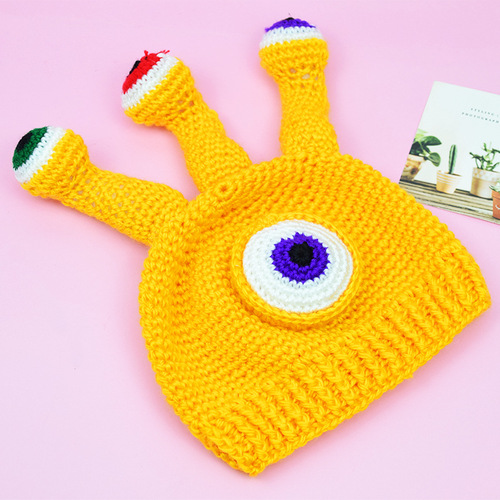 New Creative Cartoon Party Photo Octopus Knit Hat, Funny Squid Multi-Eyed Monster Knitted Hat Head Cover, Wholesale