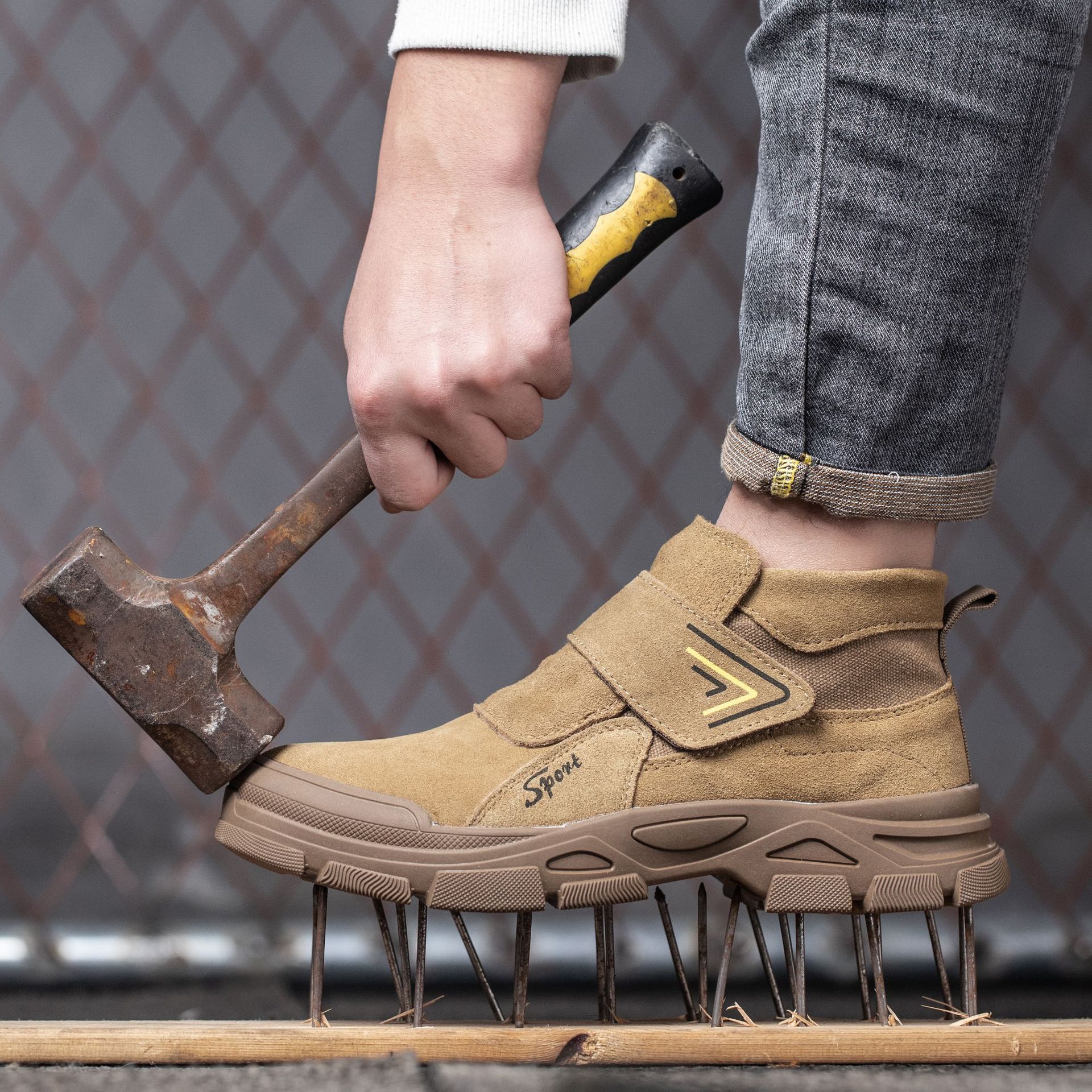 Cuatro estaciones nuevos zapatos de protección laboral de piel de gamuza puntera de acero zapatos de trabajo antideslizantes transpirables zapatos de protección de seguridad anti-rotura y anti-perforación