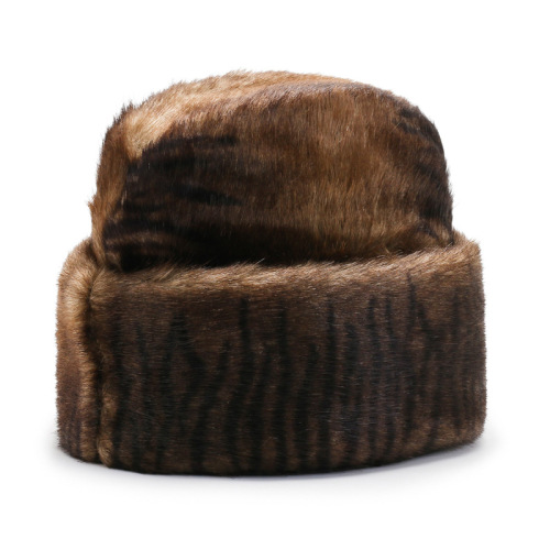 Winter faux mink men's hat, thick warm hat for middle-aged and elderly, flat top hat, old man's hat, landlord president hat