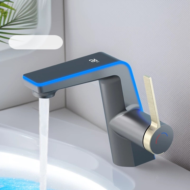 Cross-Border Digital Display Faucet with Ambient Light, Hot and Cold Basin Faucet for Bathroom, Home, Hotel, Direct Sales from the Manufacturer Cross-Border Digital Display Faucet with Ambient Light, Hot and Cold Basin Faucet for Bathroom, Home, Hotel, Direct Sales from the Manufacturer