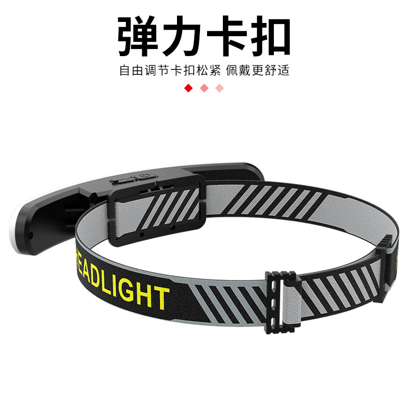 Faro de luz fuerte transfronterizo luz roja luz de trabajo de advertencia Luz de pestañas de carga USB portátil Faro de reflector grande montado en la cabeza