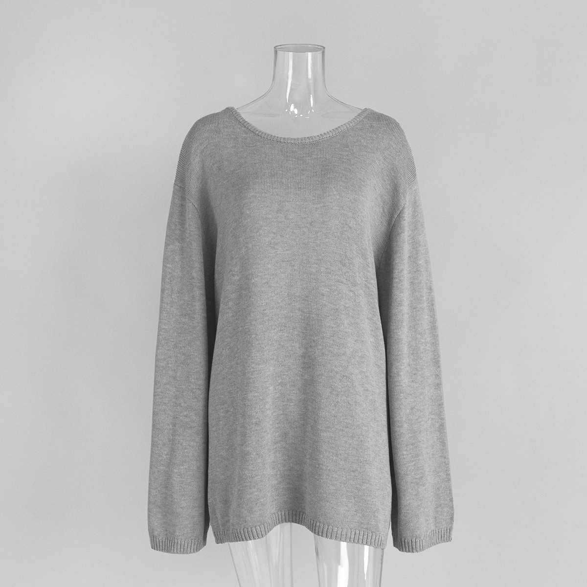 Suéter de punto de algodón puro transfronterizo, estilo europeo y americano, nuevo modelo otoño-invierno 2025, holgado, informal y sexy con espalda descubierta.