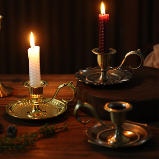 Retro Metal Candlestick Plate Candlelight Dinner Cross-Border Christmas Western Food Simple Home Romantic Table Decoration Ornaments