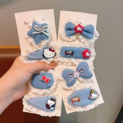 新款儿童hello kitty猫牛仔色发夹小女孩秋款发卡女童高级感碎发