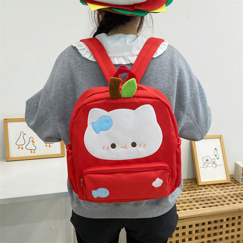 Original lindo gato de manzana mochila de dibujos animados estudiantes de viaje libro mochila de gran capacidad