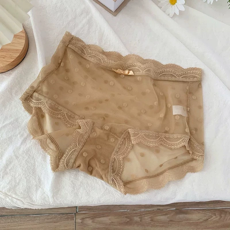 Трусики женские высокой посадки, сетка с кружевом, дышащие (one size 80–130 цзинь)