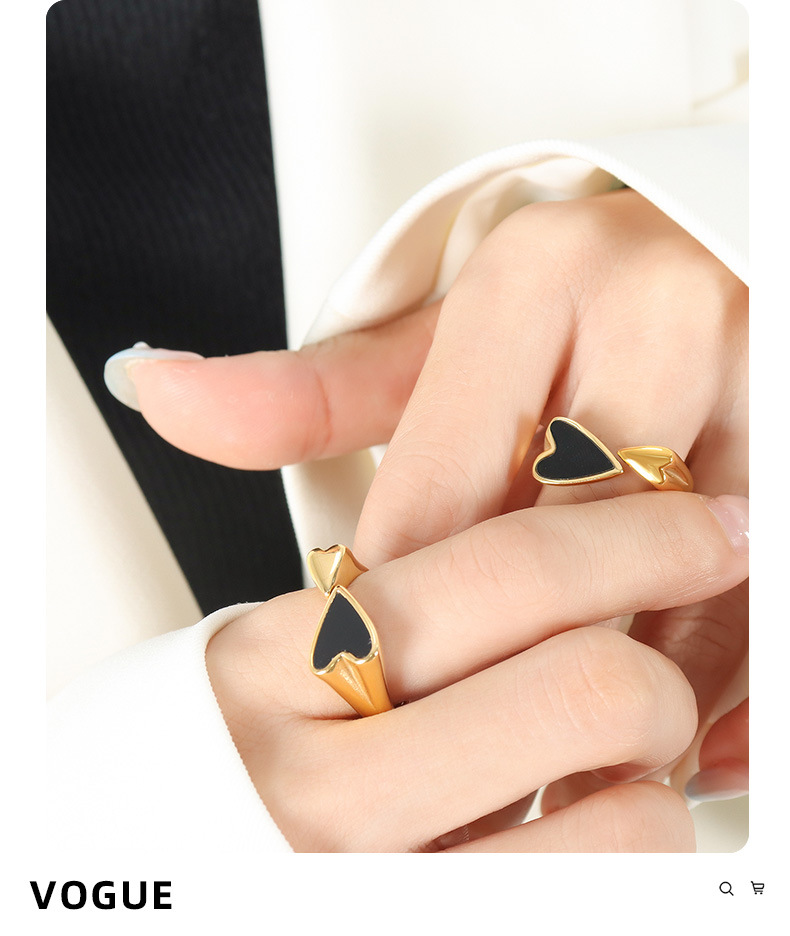 Fashionable And Versatile Simple Heart Print Ring For Women Instagram Style Simple And Fashionable Double Love Creative Ring_voghion.com