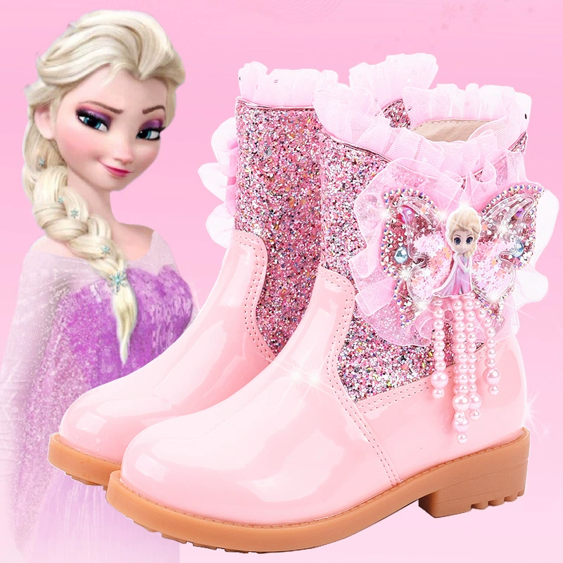 Ботинки принцессы Aisha, ботильоны для девочек, теплые детские ледяные и снежные ботинки на флисовой подкладке, подходящие для детей от 3 до 12 лет, сапоги в иностранном стиле