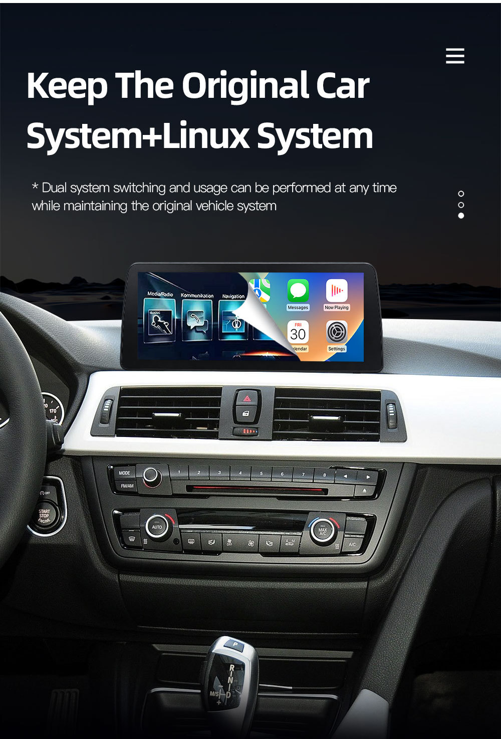 Suitable for Bmw 3 Series 4 Series F30 F31 F32 F34 Car Central Control Large Screen Navigation Carplay Player