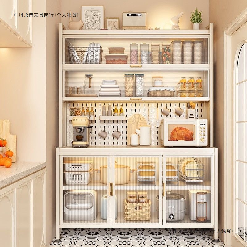 Extra Thick Kitchen Storage Rack Sideboard Floor-Standing Cupboard Cabinet Storage Cabinet Multi-Functional Household Microwave Oven Storage Cabinet