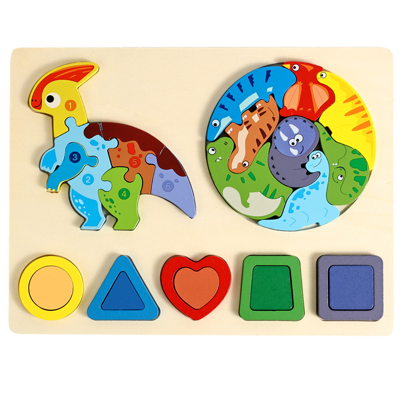 Nuevos productos de forma geométrica puzzle animal digital tridimensional puzzle tablero de dibujo de la educación temprana puzzle forma emparejada bloques de construcción