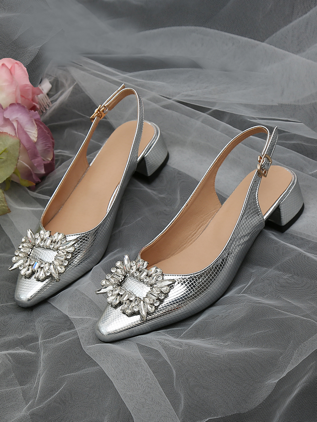 Women's Casual Elegant Solid Color Rhinestone Point Toe High Heel Sandals display picture 8