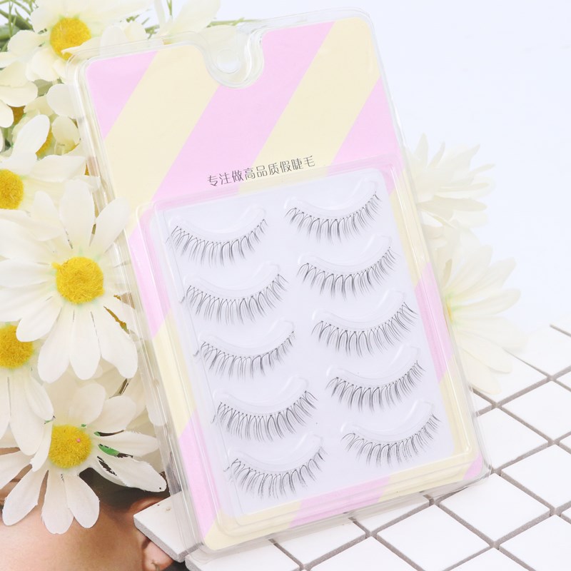 Suministro directo de fábrica transfronteriza natural larga Cruz gruesa japonés 3D afilado tallo transparente Luna doblar pestañas postizas