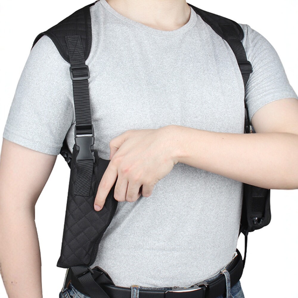 Tactical Underarm Gun Holster with Double Shoulder Straps and Magazine Pouch, Outdoor Military-Style Quick-Draw Invisible Gun Holster, Nylon Wear-Resistant Model