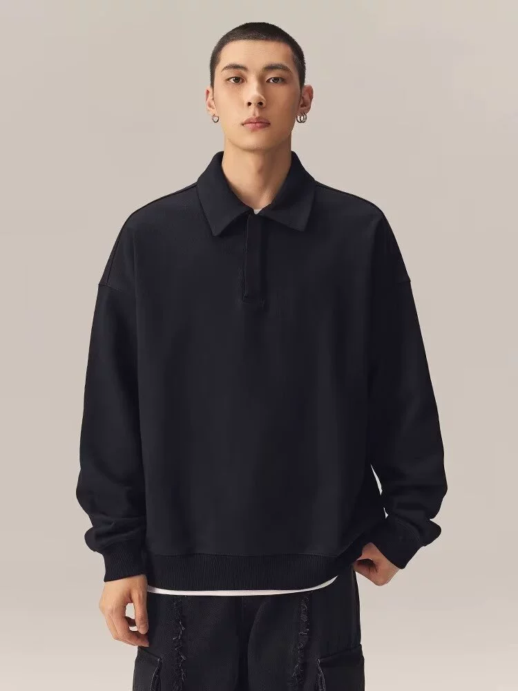Autumn solid sweatshirt, round collar, relaxed fit, sizes M–3XL