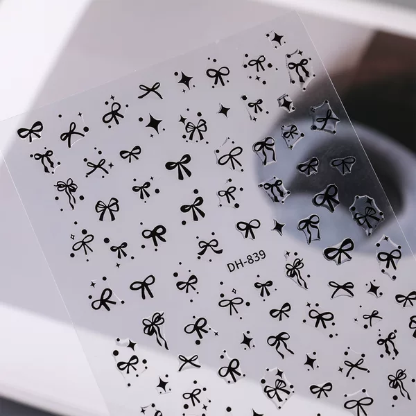 Internet Celebrity Polka Dot Bow Nail Sticker 3D Simple Versatile Star Bow Nail Art Sticker Jewelry Dh839