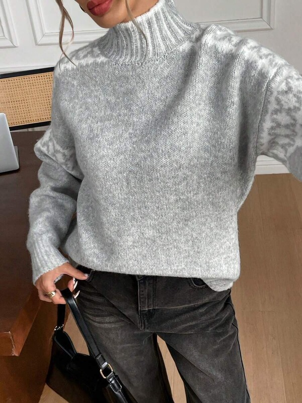 跨境欧美2025秋冬新款时尚百搭设计感宽松针织衫温柔休闲套头毛衣|undefined