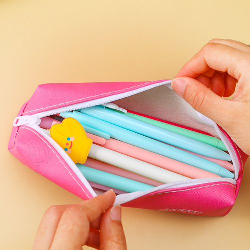 Korean version ins girly heart large capacity pu pencil bag student cartoon animal pencil bag cute stationery pencil bag