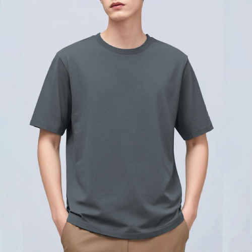 2025 Summer Pure Cotton Short Sleeve T-Shirt for Men, Simple and Versatile Round Neck Top, Half Sleeve Solid Color T-Shirt