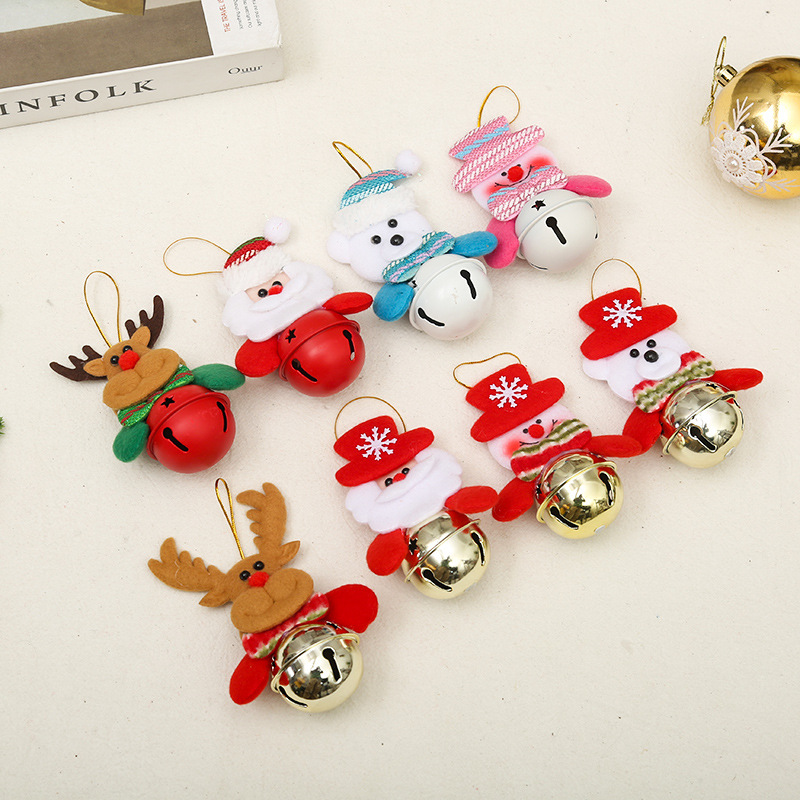 Christmas tree pendant doll bell Santa Claus bell pendant Christmas decoration doll holding bell children's gift