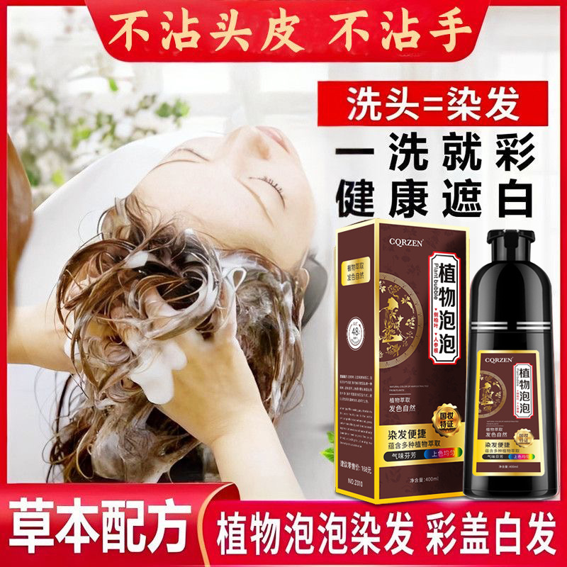 Lazy Person Bubble Color Natural Plant Dye Hair Cream Washable Color Popular Hair Dye for Home Use