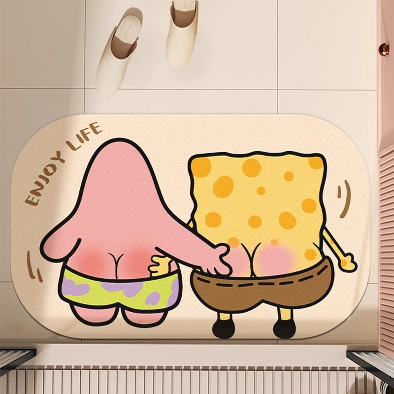 만화 핀치 규조토 진흙 흡수성 바닥 매트 욕실 화장실 미끄럼 방지 속건성 발 매트 입구 간편한 관리 도어 매트