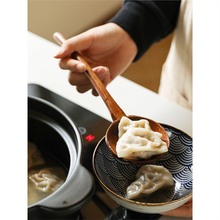 日式木勺子长柄饭勺木质家用汤勺大号圆形厨房拉面勺子龟甲大汤勺
