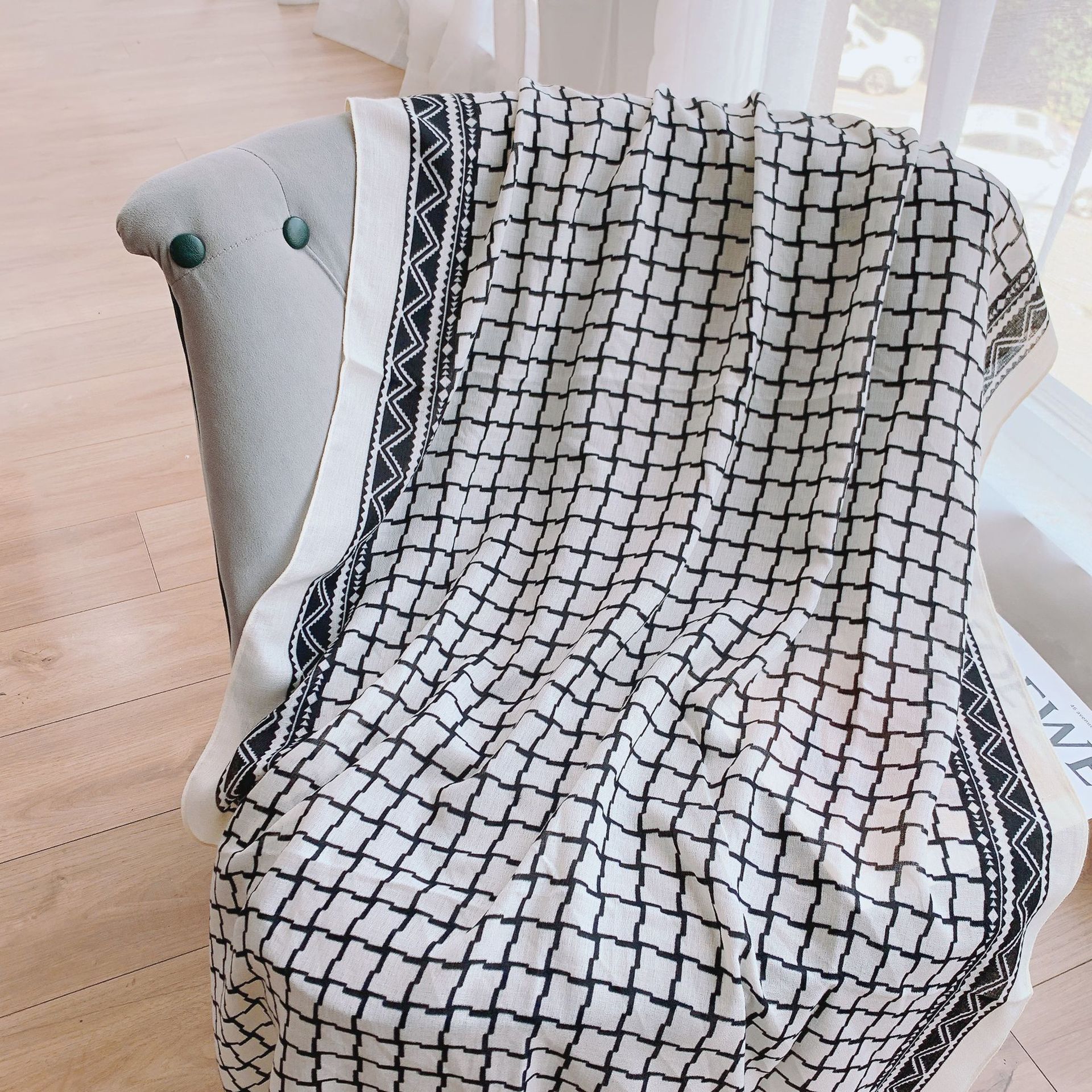 Bufanda de algodón y lino bufanda de protección solar delgada de verano para mujer chal de doble uso desgaste al aire libre primavera y otoño aire acondicionado protección del cuello entrega de una pieza