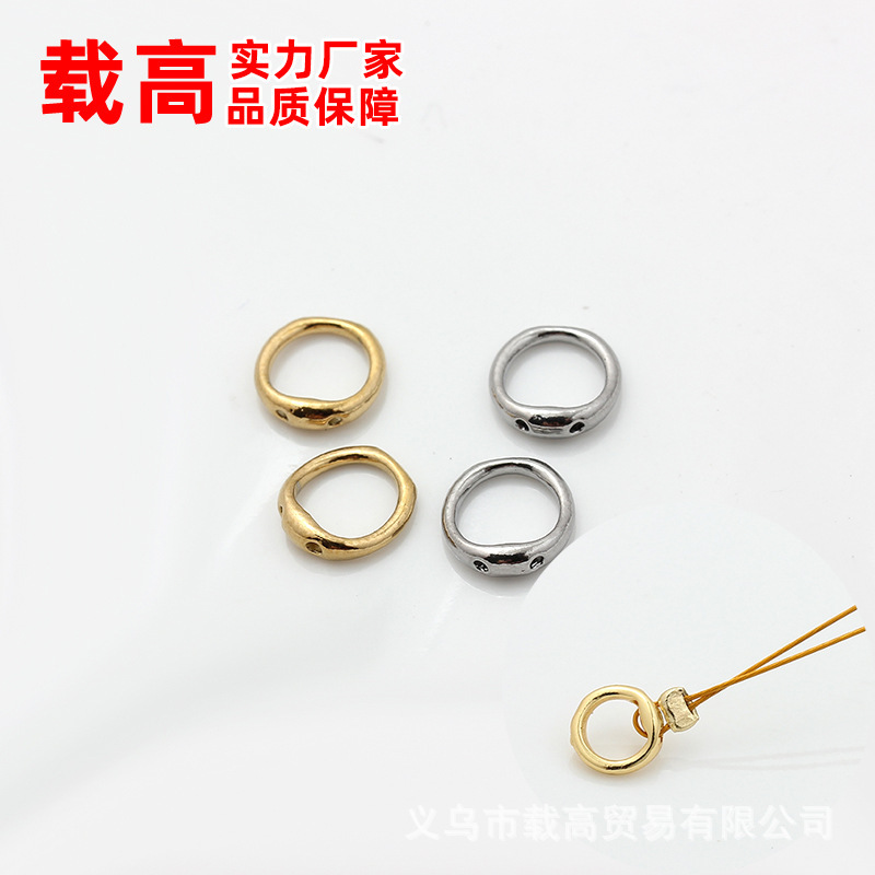 Non-Fading Stainless Steel Titanium Steel Hidden Coil Vacuum-Plated 18K Gold Double-Hole Closed Loop Bracelet Necklace Finishing Accessories