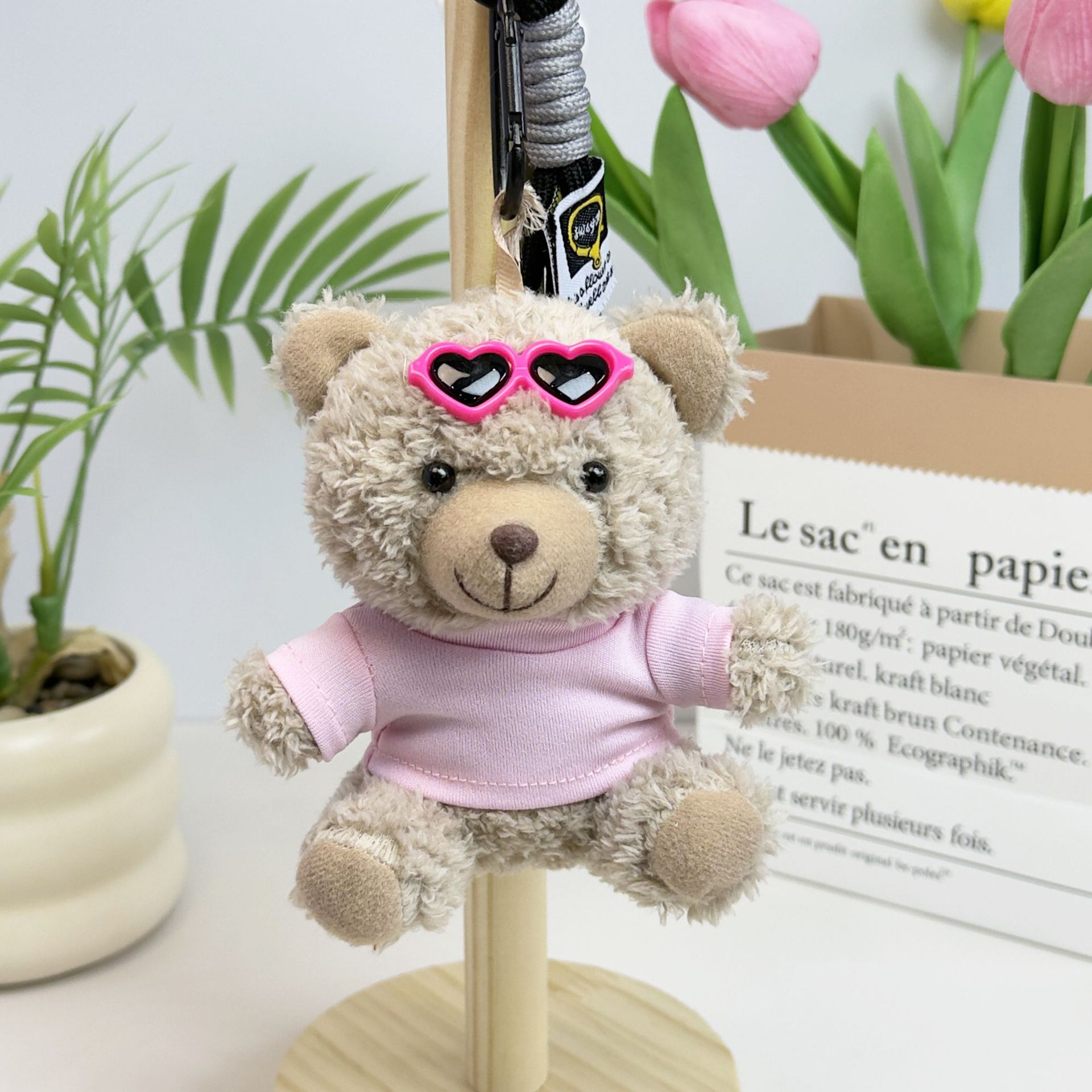 Suéter Teddy Bear Keychain bolsas colgantes muñecas de peluche creativas lindas gafas piloto Teddy Bear