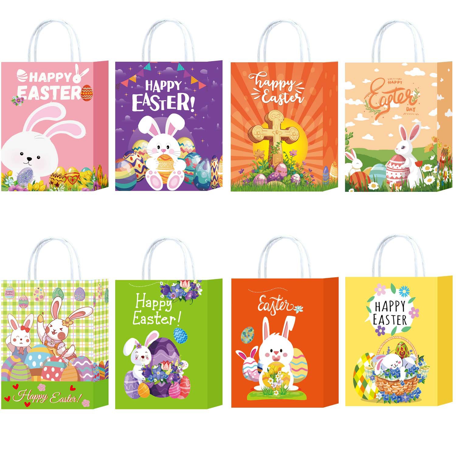 复活节高级感礼品袋白牛包装袋亚马逊手提袋生日派对卡可爱通用袋