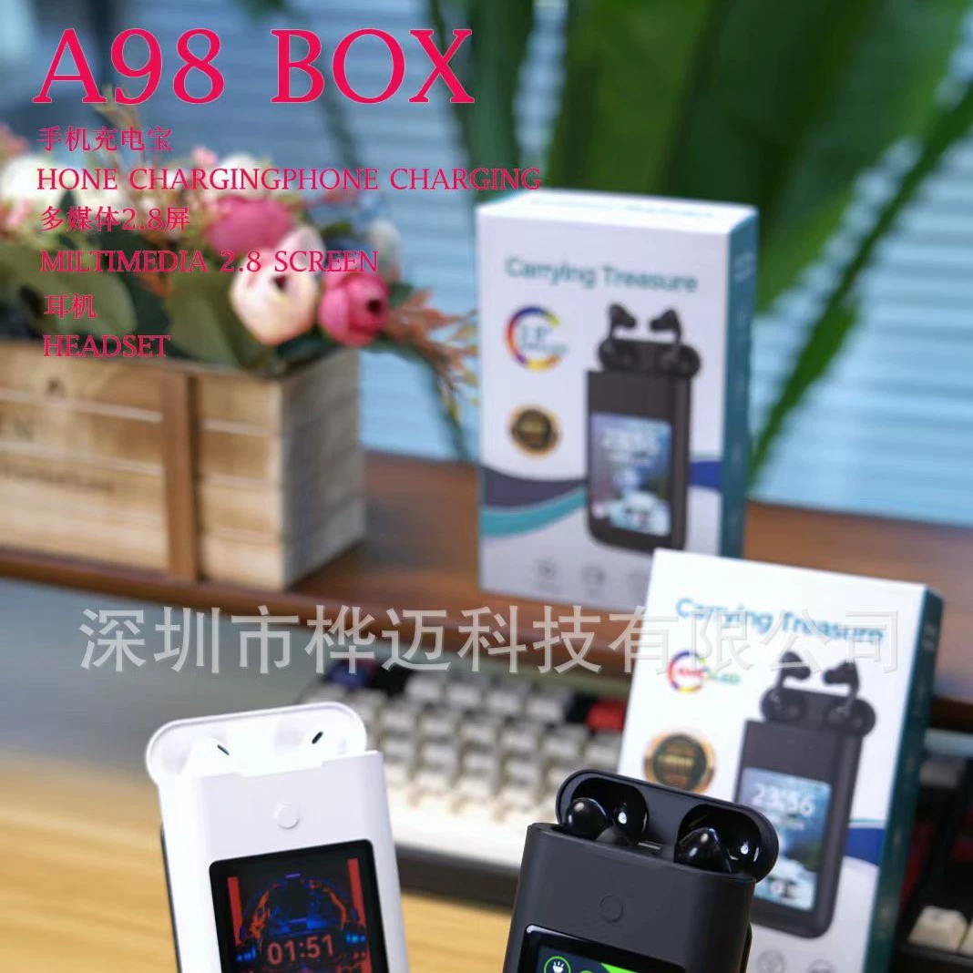 A98 BOX Bluetooth-наушники Power Bank 2.8inch Мультимедийный дисплей Многофункциональный блок питания 3-в-1