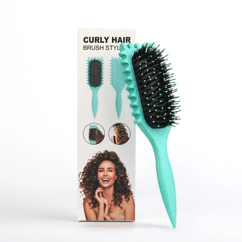 Massage Bounce Curl Comb, Wheat Straw Paddle Brush, Detangling & Styling, Multi-color