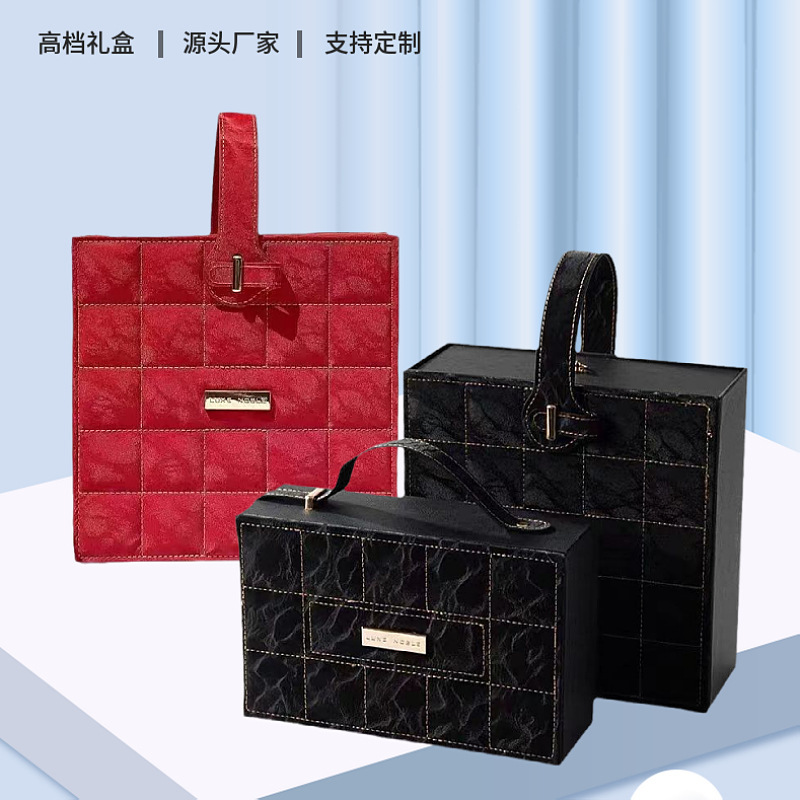 Light Luxury High-End Leather Gift Box Drawer Box Company Business Gift Box Gift Box Empty Box Birthday Gift Box