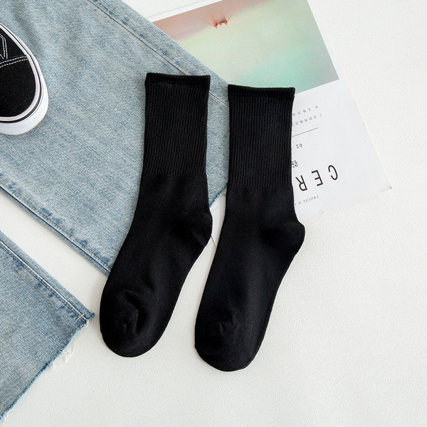 Men's Socks Autumn and Winter White Mid-High Socks Boys Sports Socks Couple Style Simple Pure Color Deodorant Basketball Socks