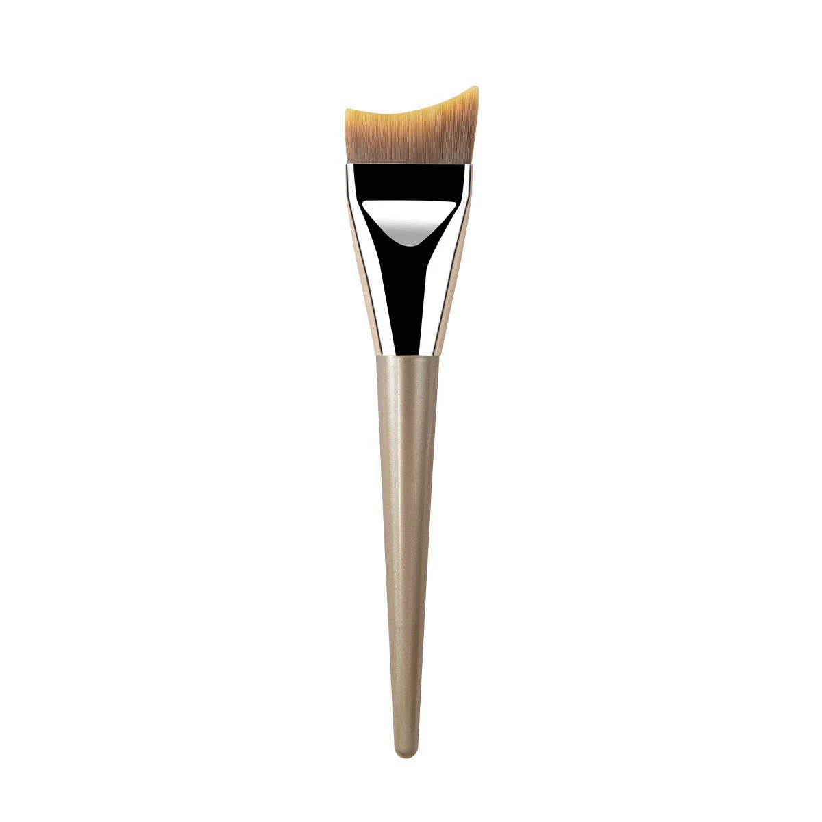 Flat foundation brush, electroplated plastic handle, portable flat‑head makeup brush