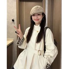 白色立领爆款风衣外套女2025春秋新款中长款小个子高级感日系休闲