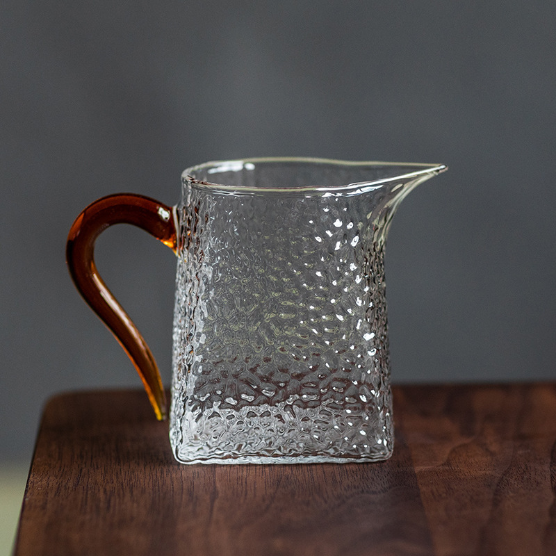 Taza de vidrio con mango naranja-sin flor