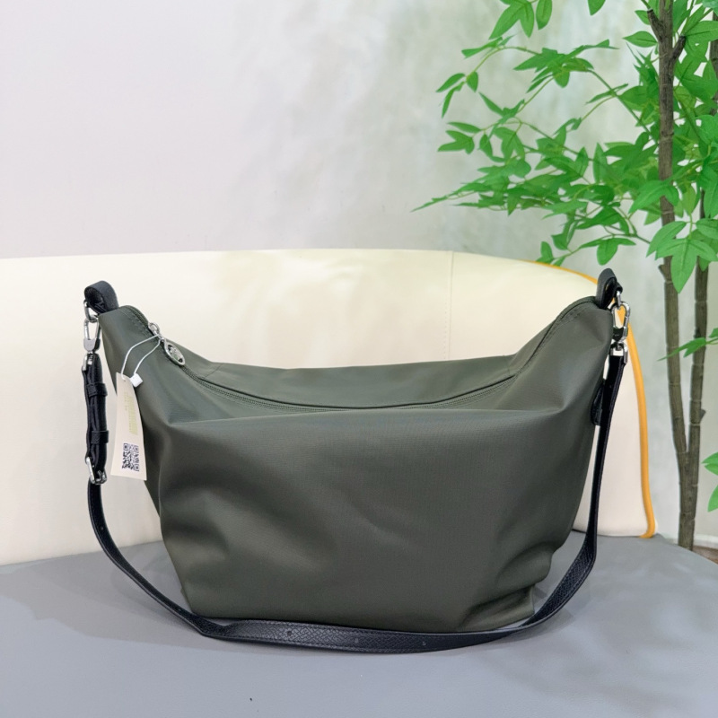 slouchy尼龙斜挎包女休闲单肩包牛皮中号大容量饺子包百搭手提|undefined