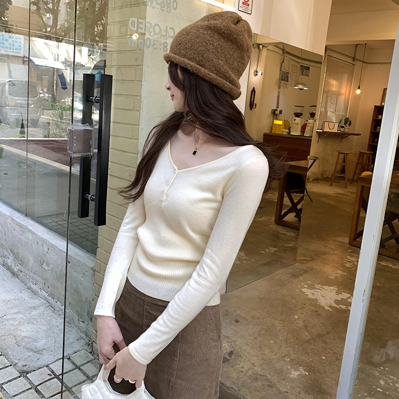 Spring and Autumn Mall Real Shot V-Neck Wool Knit Sweater for Women 2026, Elegant and Sophisticated, Can Be Worn as an Outerwear, Exquisite Long Sleeve