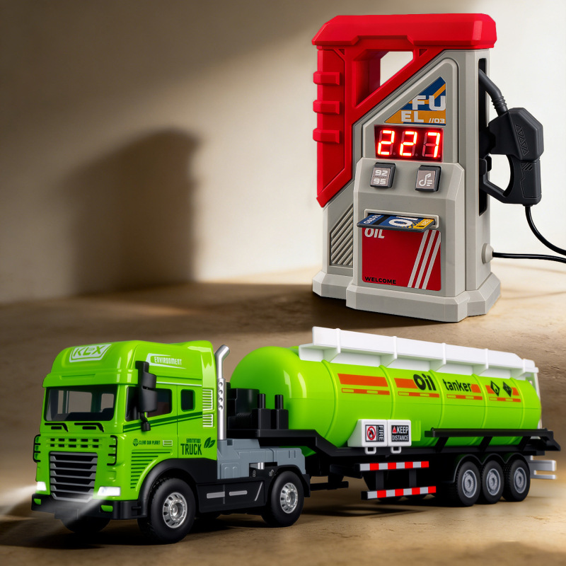 Cross-Border Toy Wholesale Children's Toy Oil Tanker Model Simulation Gas Station Car Wash Pretend Play Toys