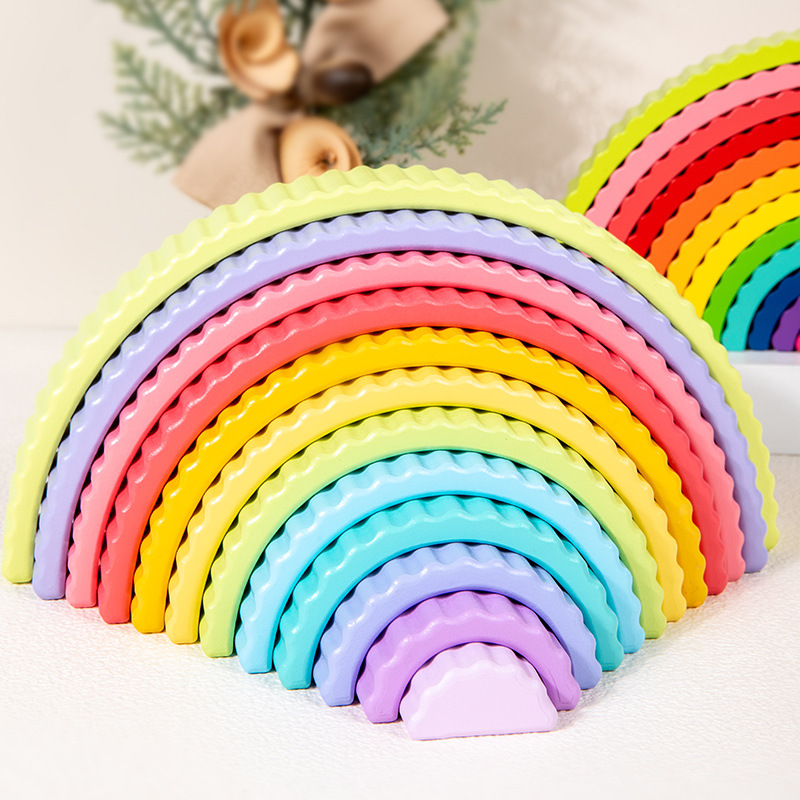 Ins arco iris grandes bloques ensamblados libremente jardín de infantes nuevos juguetes de puzzle para niños DIY adornos creativos de madera