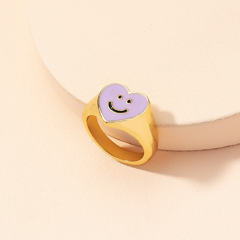 Nihaojewelry Wholesale Jewelry Simple Fashion Smiley Heart Alloy Ring display picture 6