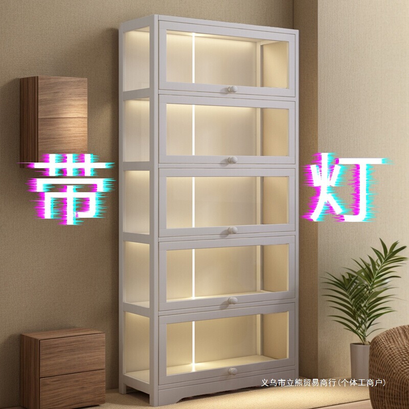 Transparent Display Cabinet with Lights for Lego Figures, Home Decor Blind Box Ornaments, Collectible Storage, Anime Display Cabinet