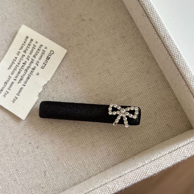 水钻蝴蝶结黑色布艺金发夹简约时尚质感刘海夹侧边夹发饰新款bb夹|undefined