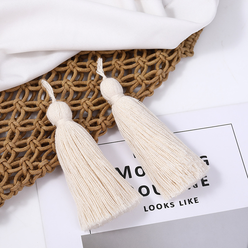 Manufacturer cross-border pure cotton beige tassel hanging tassel fat small tassel pendant home textile curtain clothing hanging tassel accessories wholesale